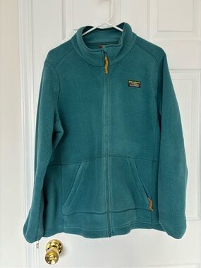 L.L. Bean Teal Women's Full-Zip Fleece Jacket with Yellow Accent